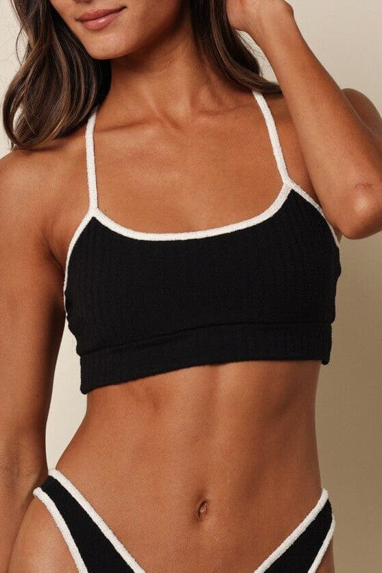 Montce simple sport top in black terry rib