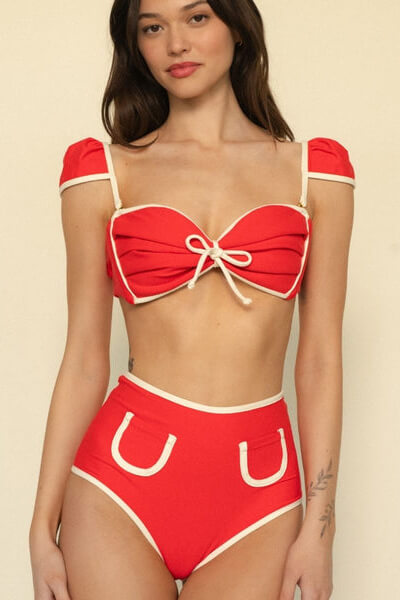 Montce swim cabana top in cherry cream