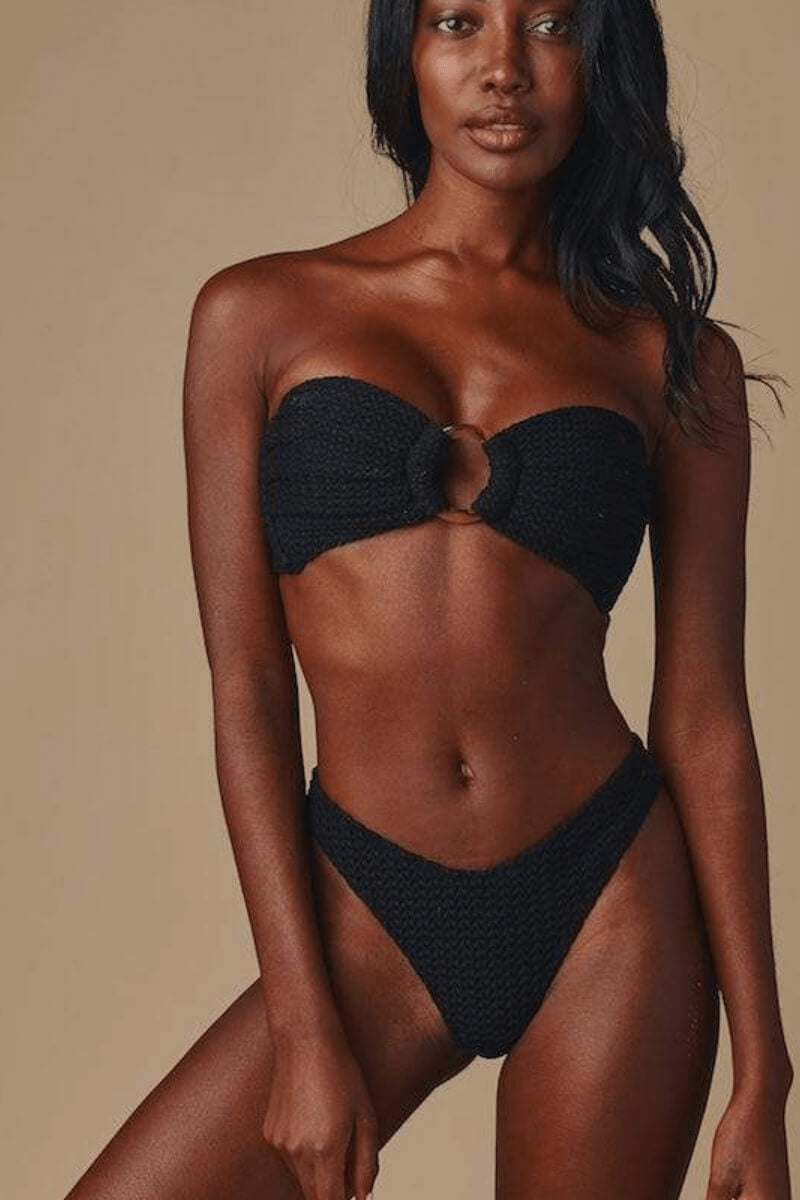 Montce Swim Lulu zig zag bottom in black crochet
