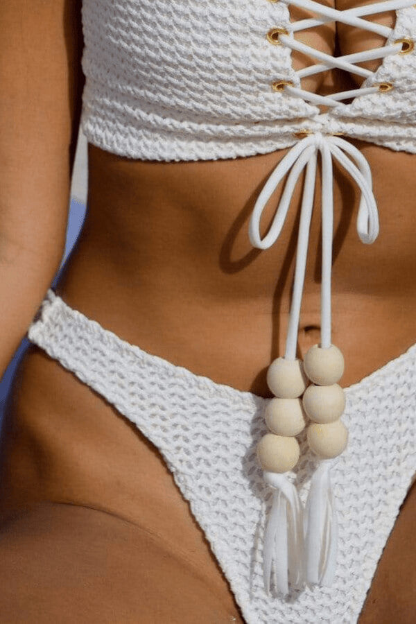 Montce Swim lulu zig zag bottom in bone crochet