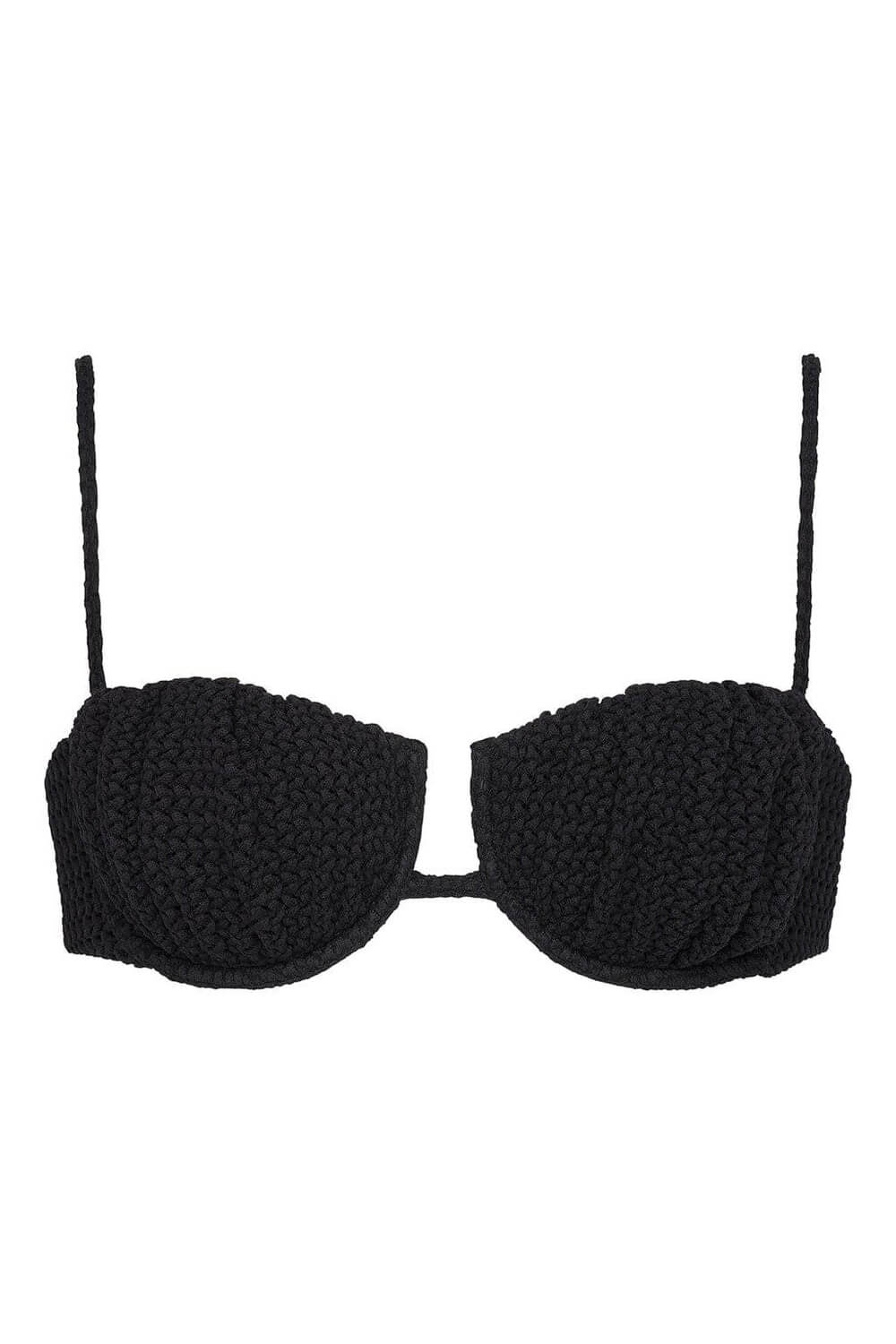 Montce Swim petal top in black crochet