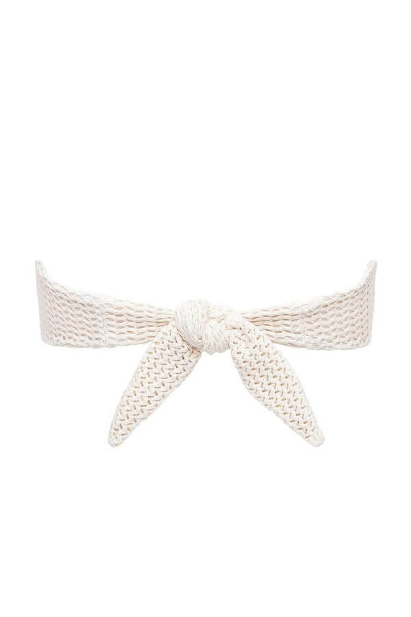 Montce Swim Tori Ties bandeau top in bone crochet
