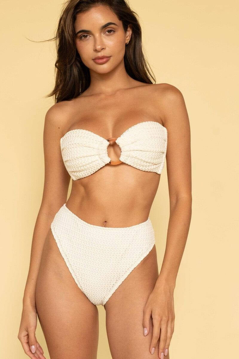 Montce Swim Tori Ties bandeau top in bone crochet