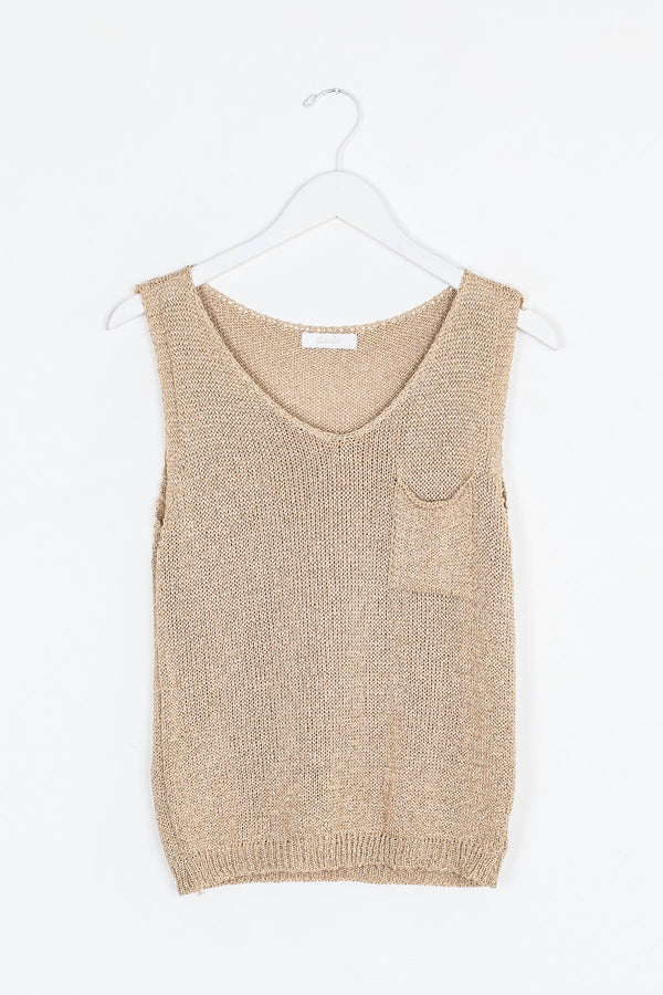 Gold sweater tank for women