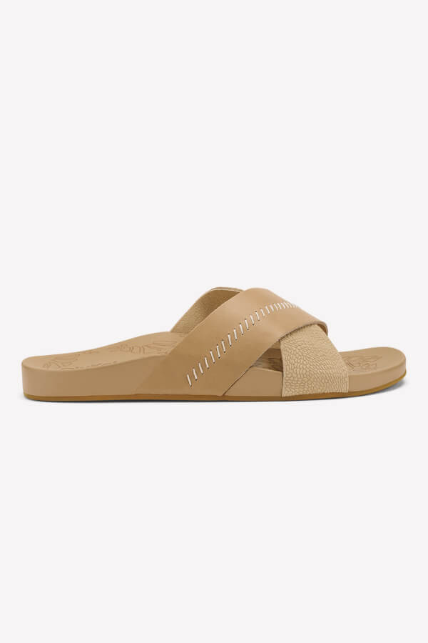 OluKai Kipea Olu Leather Sandal in warm sand