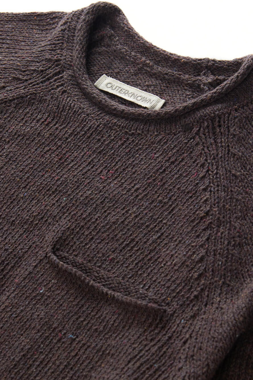 Outerknown Stinson rollneck sweater in dark brown