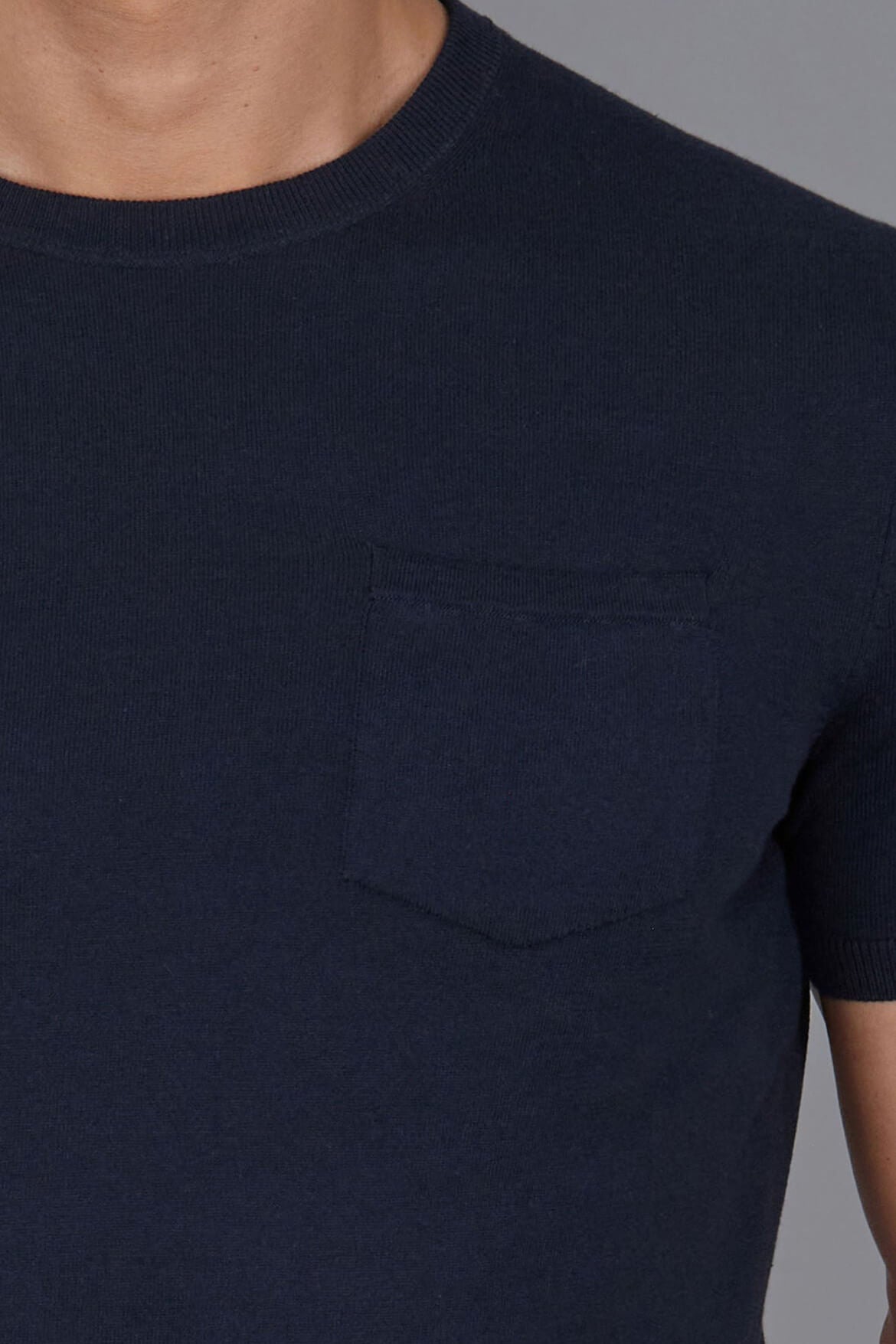 Paul James cotton knitted pocket tee in navy