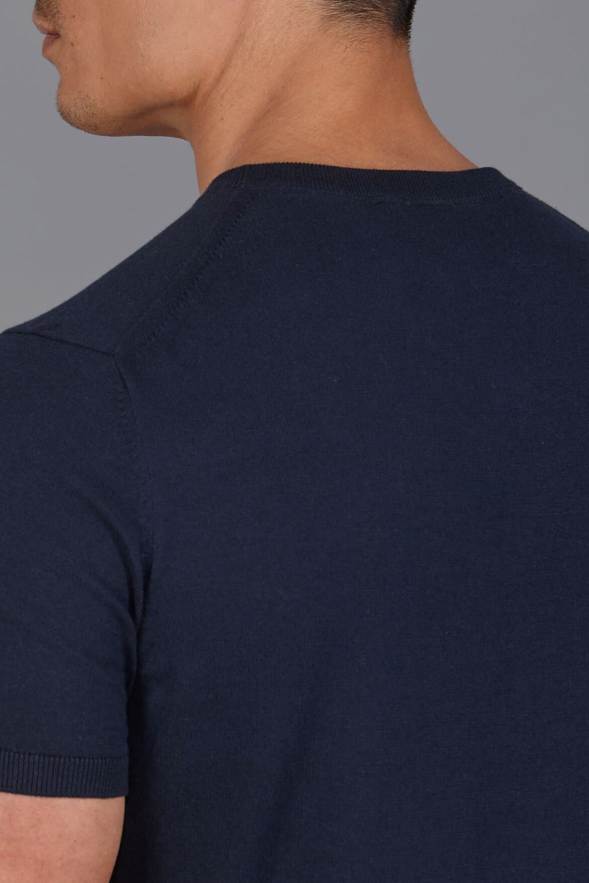 Paul James cotton knitted pocket tee in navy