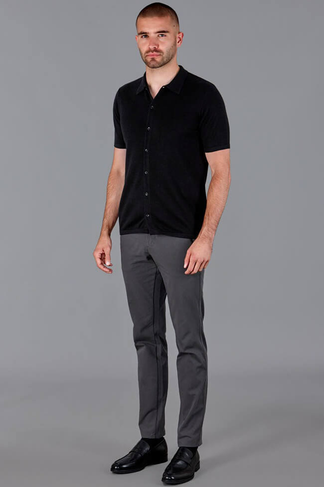 Paul James lightweight cotton short sleeve shirt in black