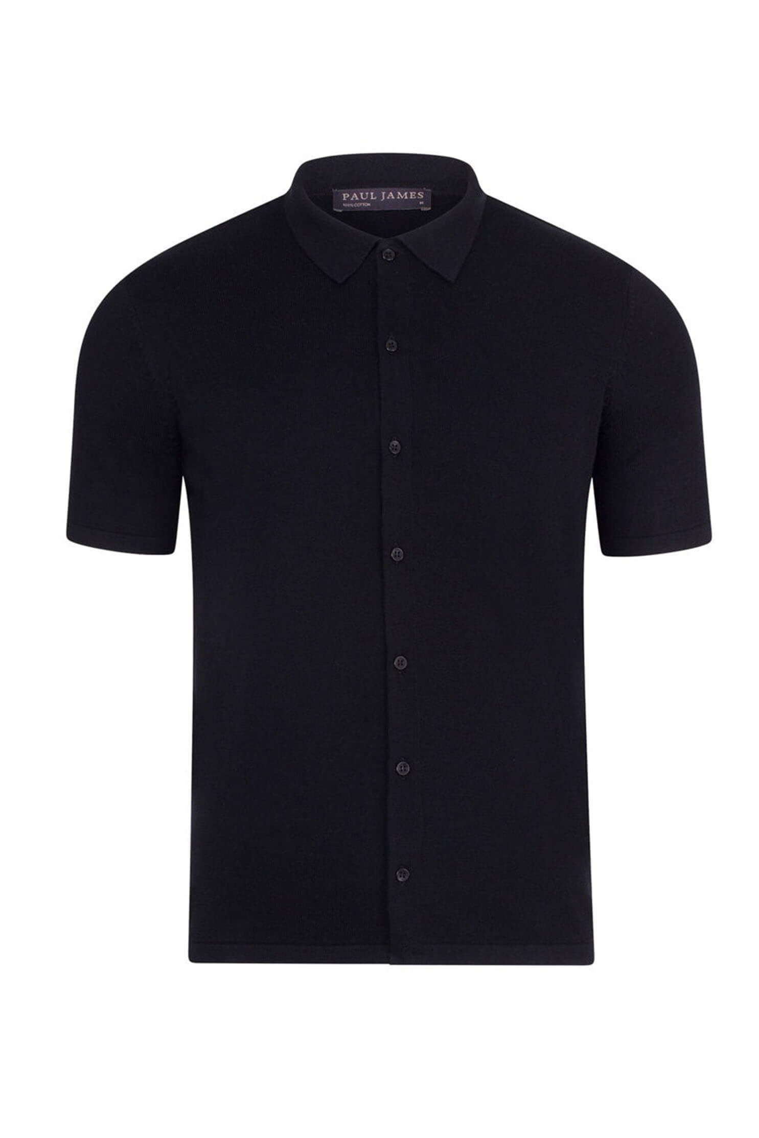 Paul James lightweight cotton short sleeve shirt in black