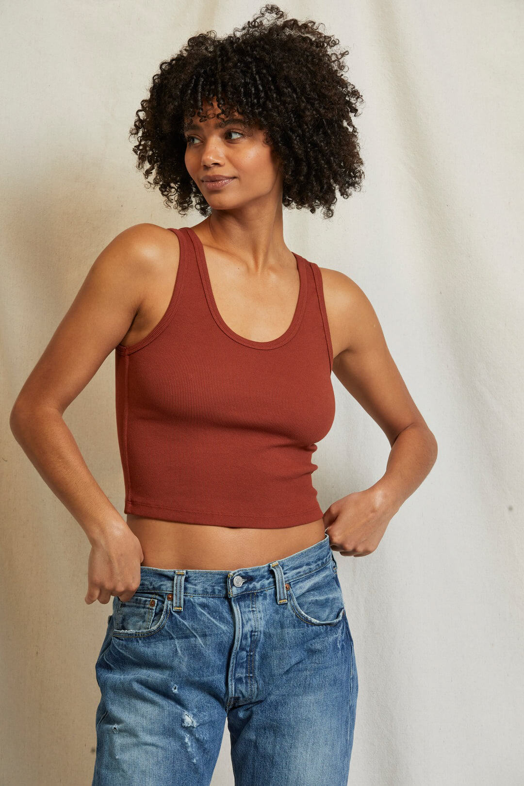 Perfect White Tee blondie tank in russet