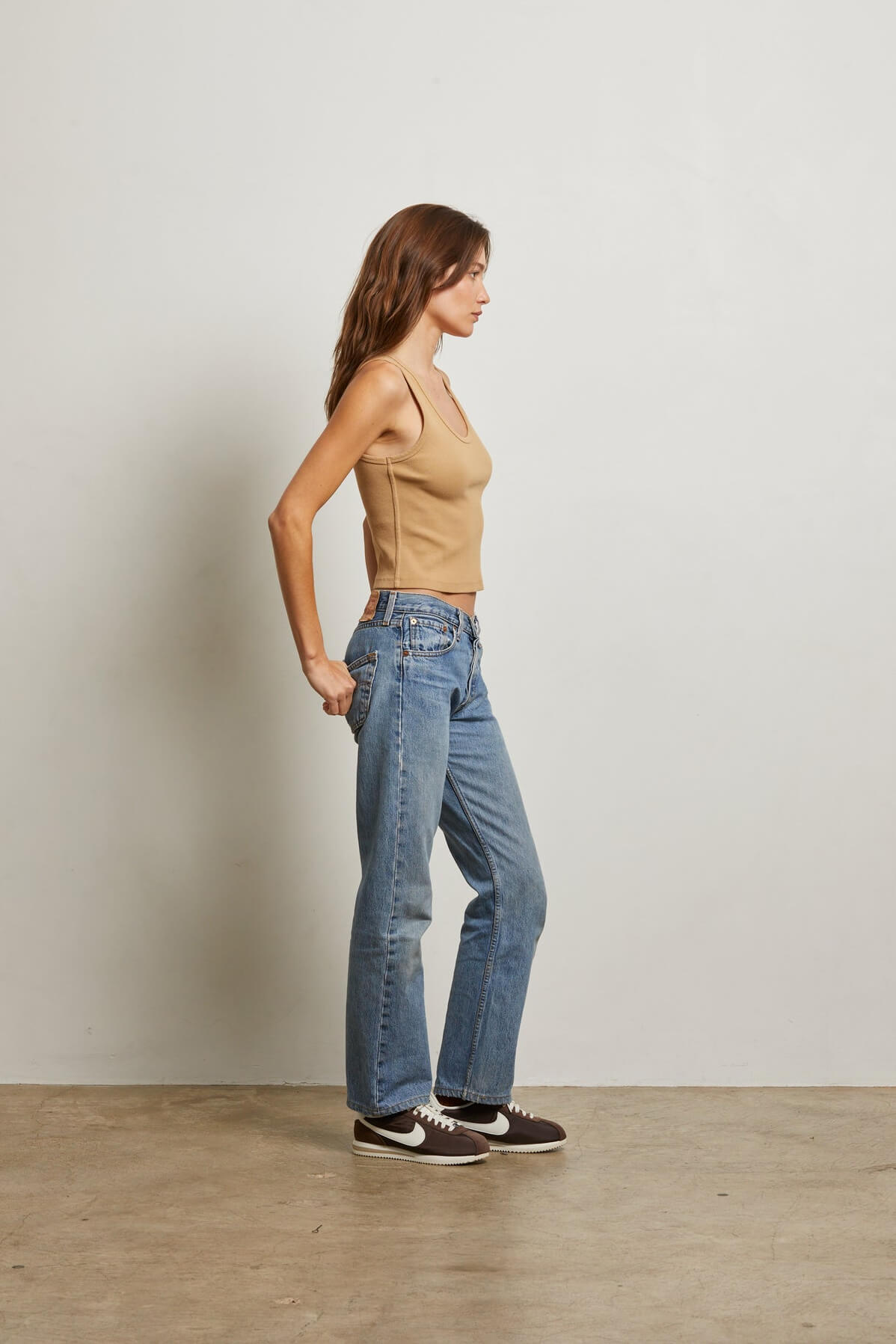 Perfect White Tee Blondie Tank in suede
