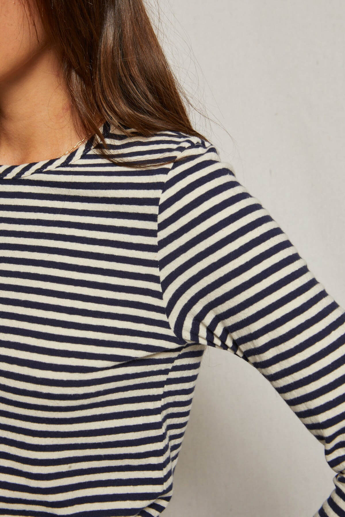 Perfect White Tee Dylan long sleeve crew in navy white stripe
