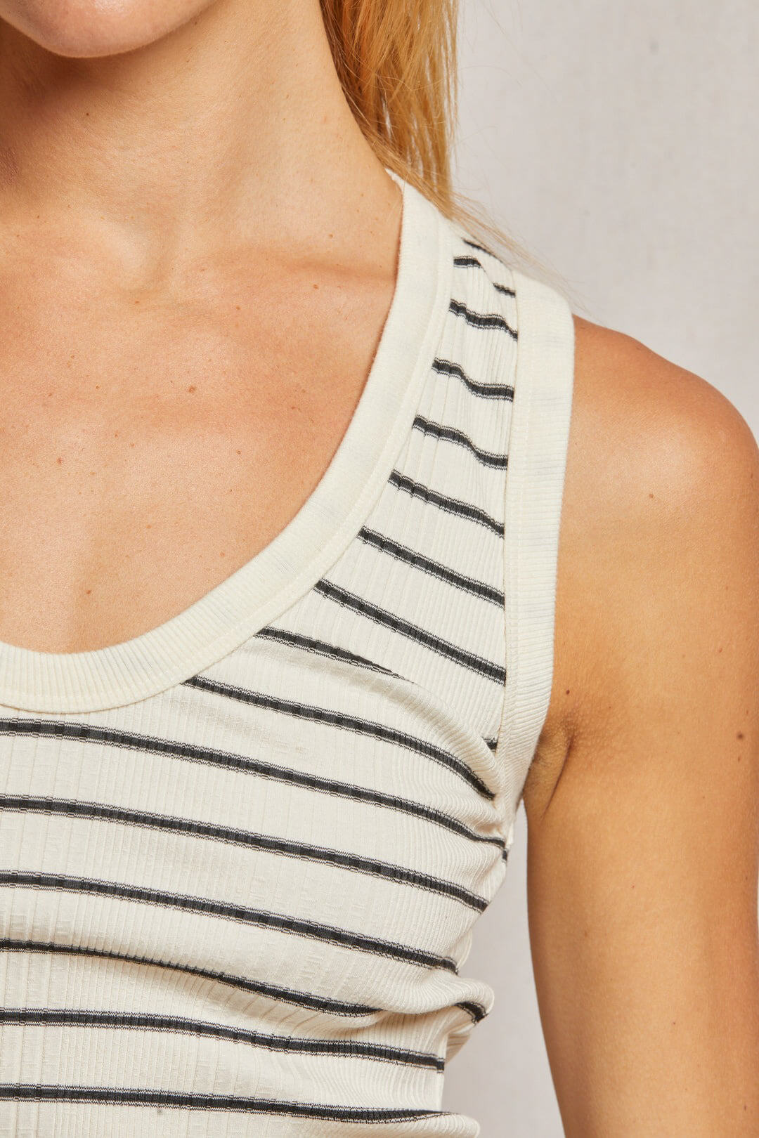 Perfect White Tee Jordan Tank in sugar black stripe