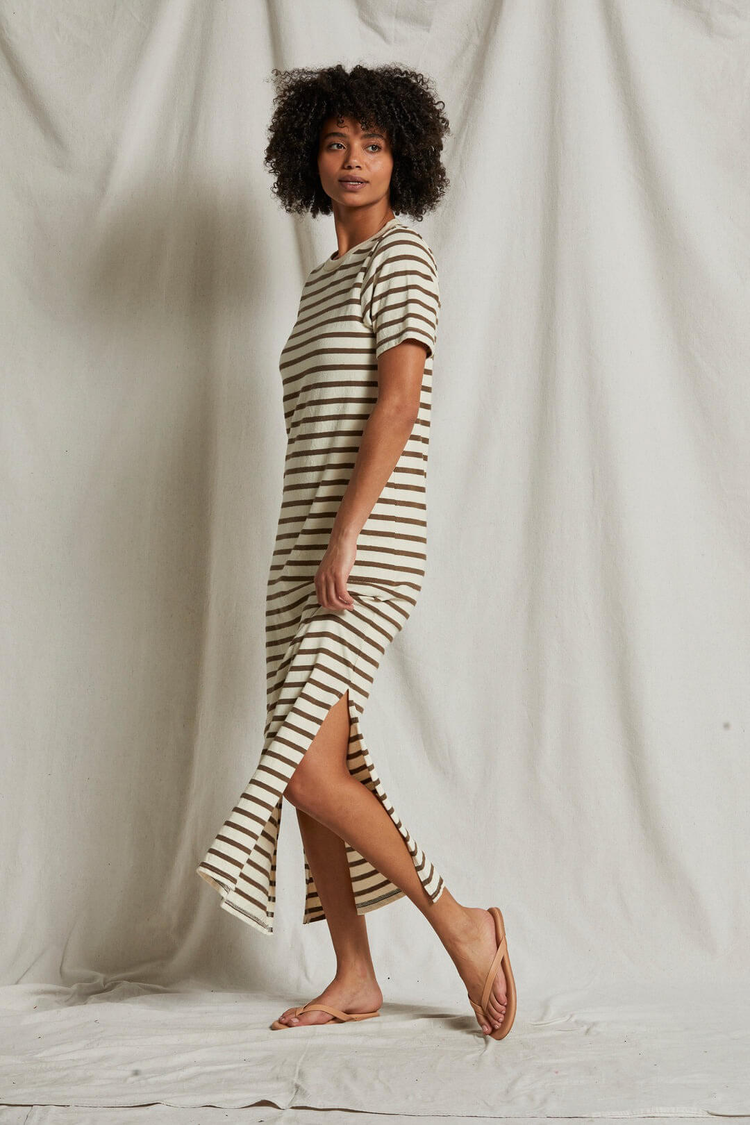 Perfect White Tee Lover dress in walnut stripe