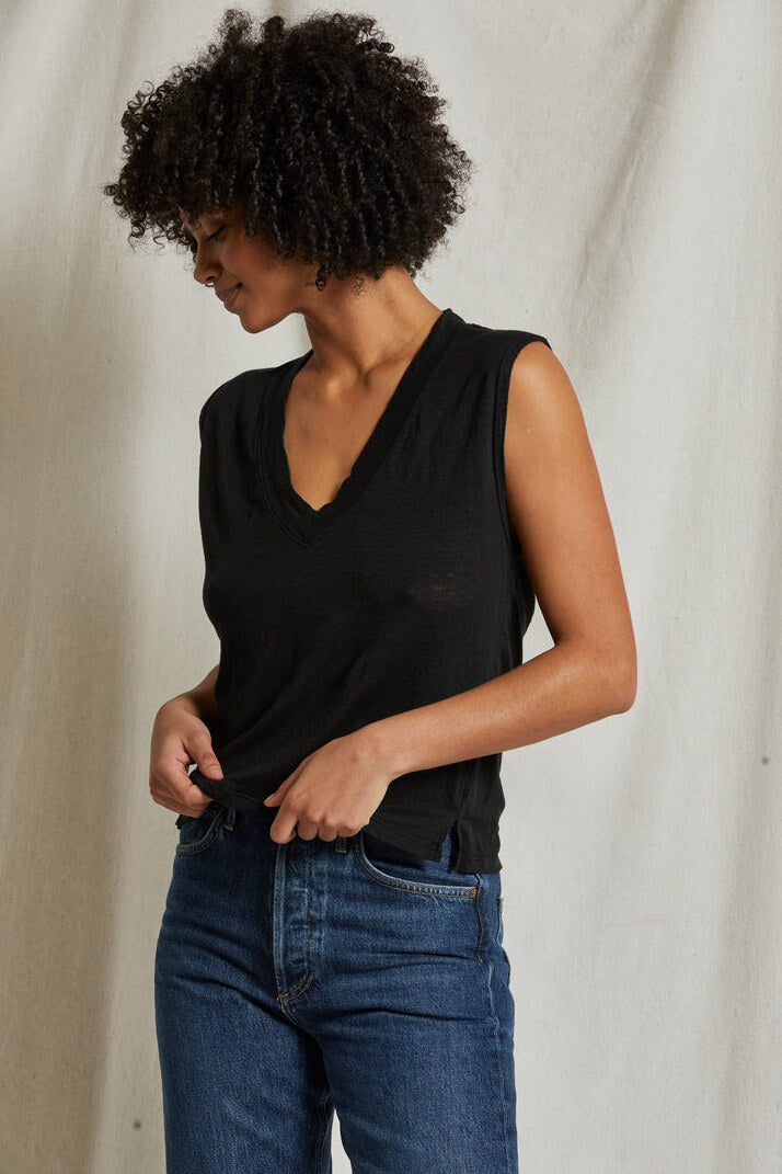 Perfect White Tee Lucy v neck tank in black