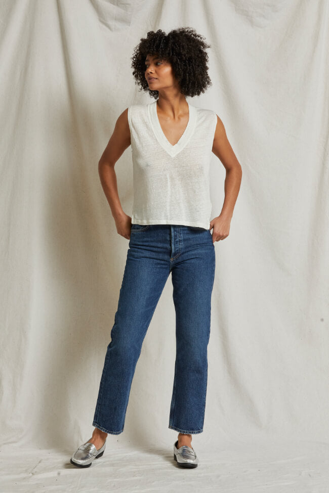 Perfect White Tee Lucy v neck tank in natural