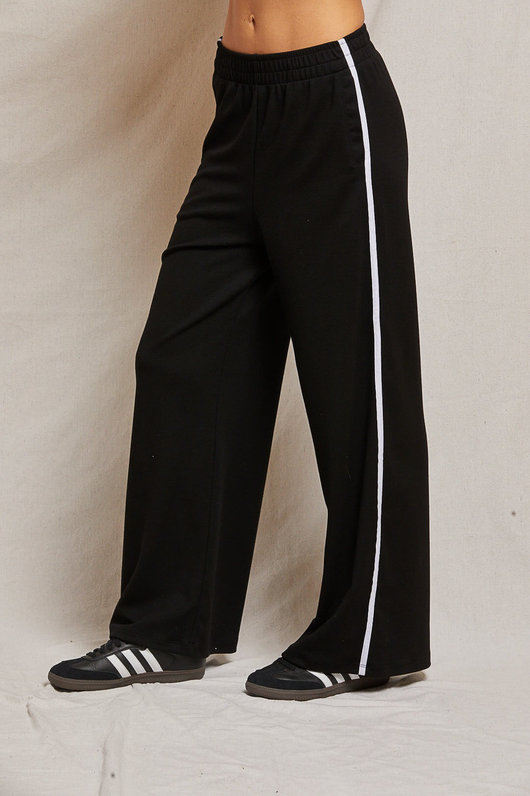 Perfect White Tee Nadia sweatpant in black white stripe