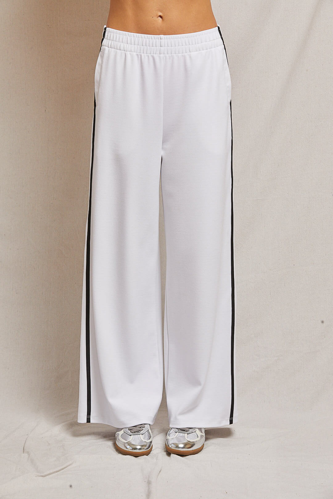 Perfect White Tee Nadia sweatpant in white with black stripe