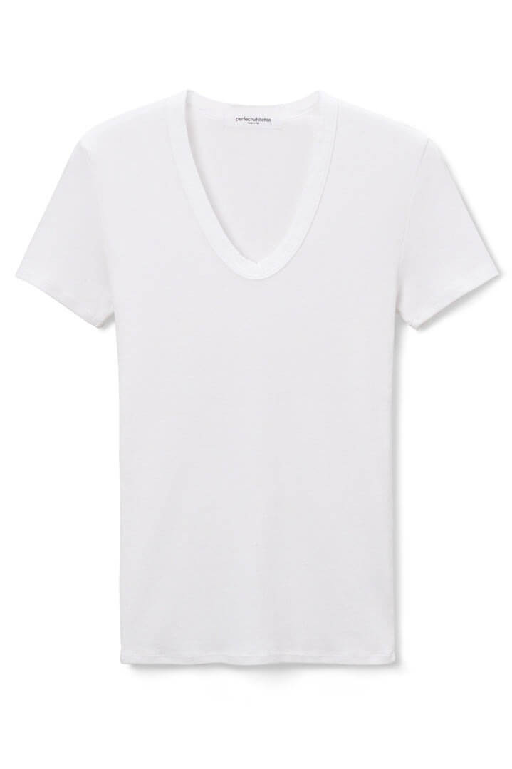 Perfect White Tee avril rib u neck in white