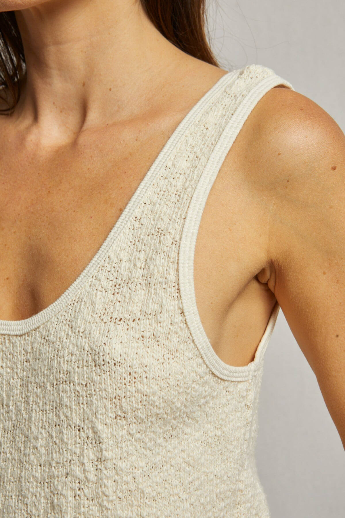 Perfect White Tee Stacey cotton mesh tank in natural