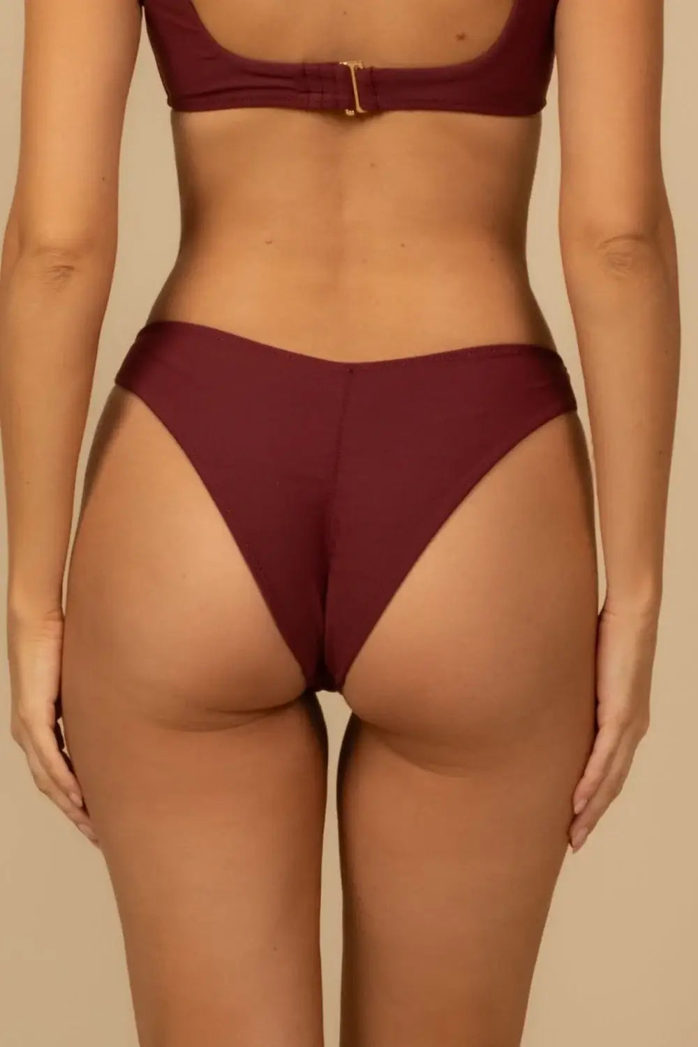 Lulu Medium coverage bikini bottom in maroon by Montce