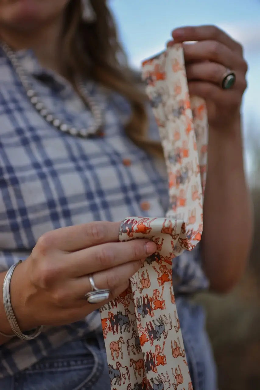 Polyester silk blend twilly