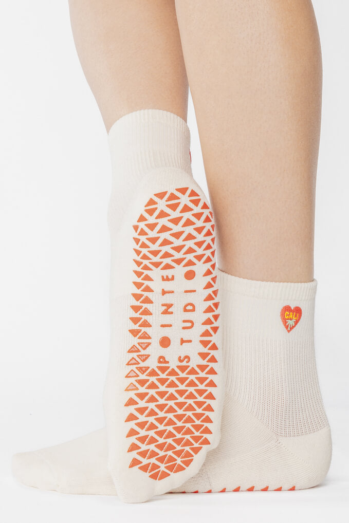 Pointe Studio Cali Ankle grip sock in white