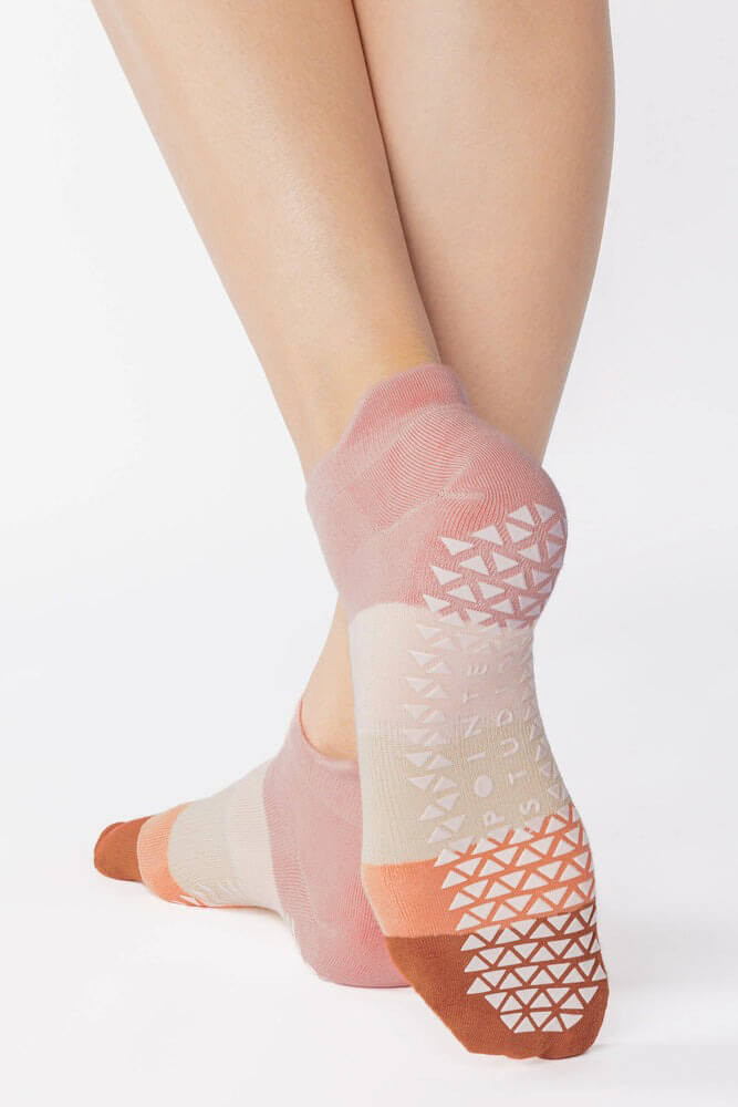 Pointe Studio layered full foot grip sock in coral