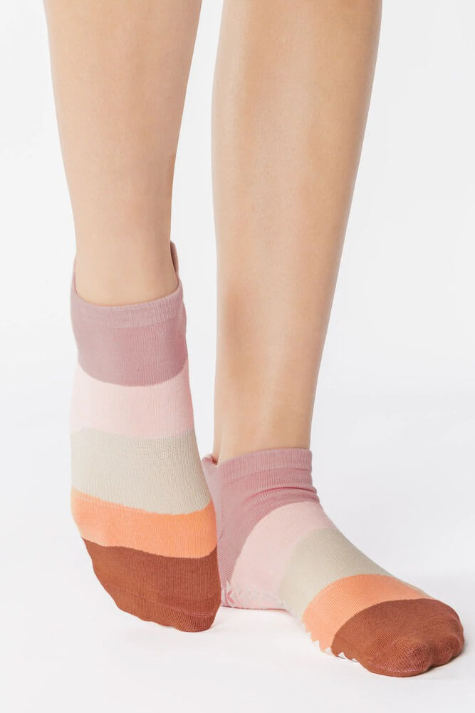 Pointe Studio layered full foot grip sock in coral