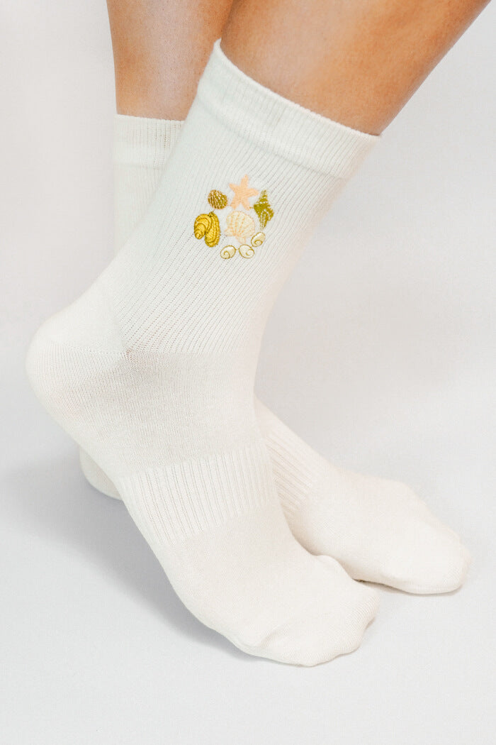 Pointe Studio Shell knit sock in ivory