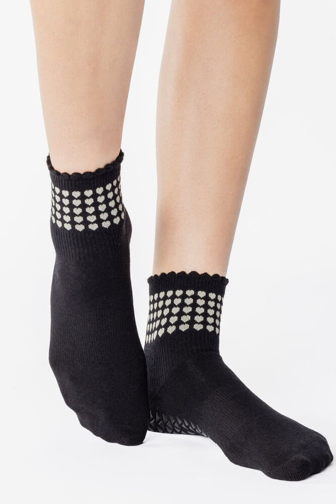 Pointe Studio sweetheart ankle grip sock in black