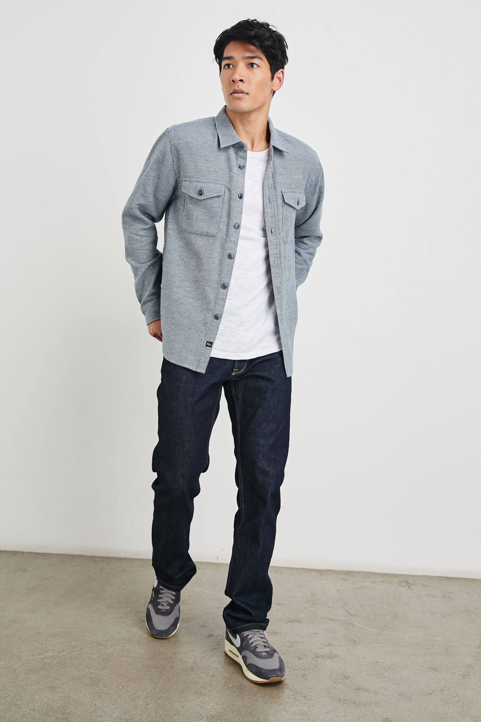 Rails Burr Shacket in denim white