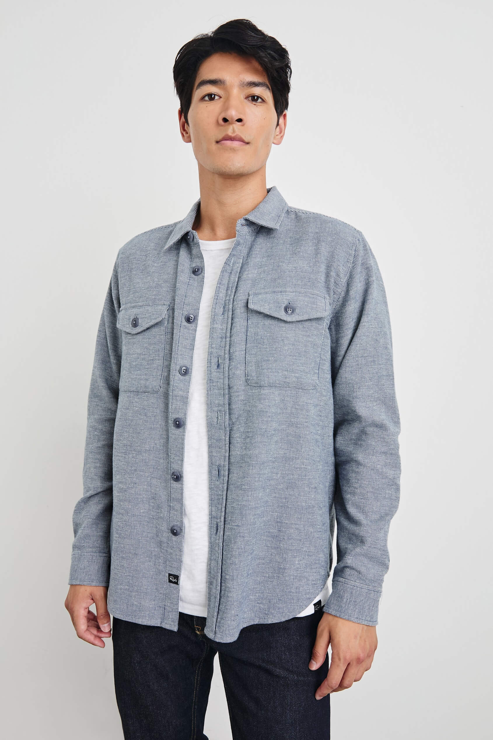 Rails Burr Shacket in denim white
