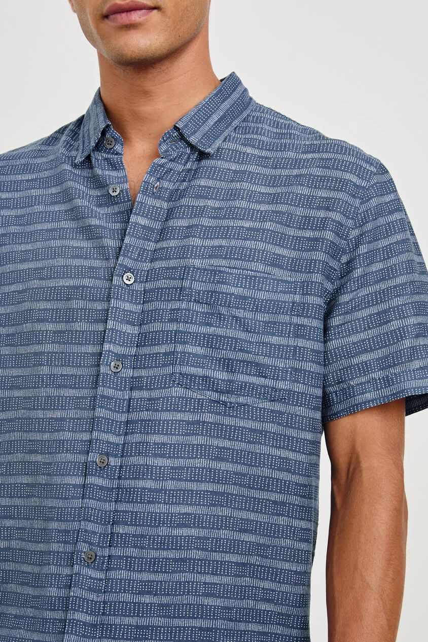 Rails Carson Shirt homespun border blue