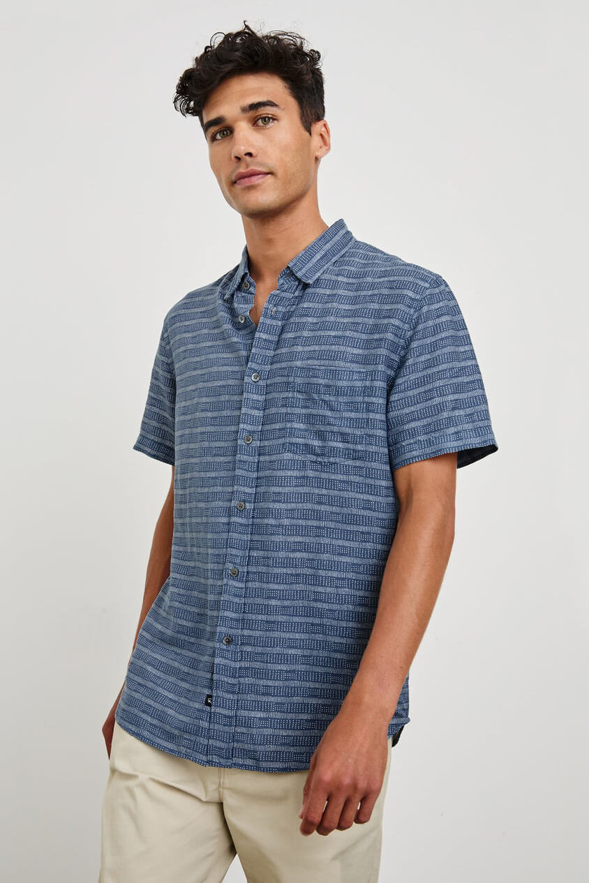 Rails Carson Shirt homespun border blue