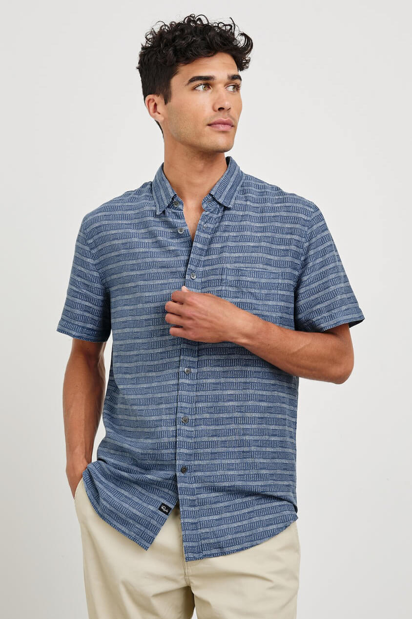 Rails Carson Shirt homespun border blue