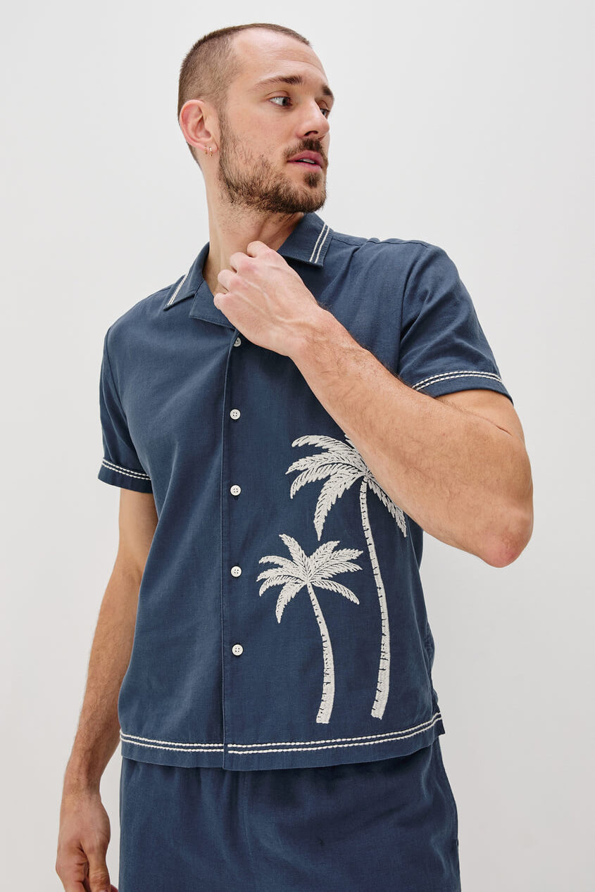 Rails Gibson shirt in navy white palm 