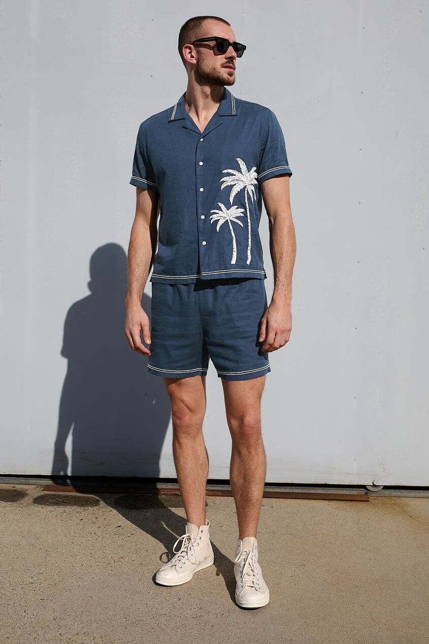 Rails Gibson shirt in navy white palm 