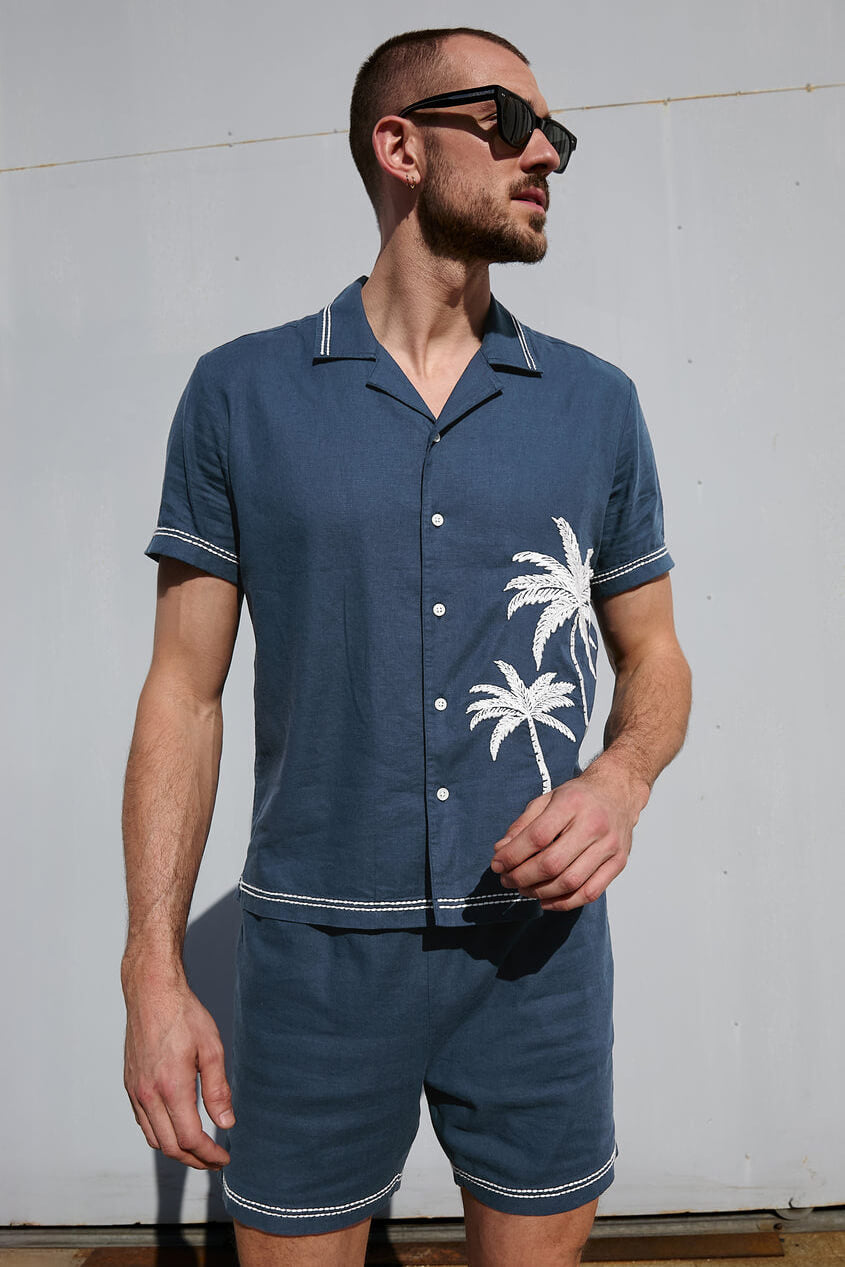 Rails Gibson shirt in navy white palm 