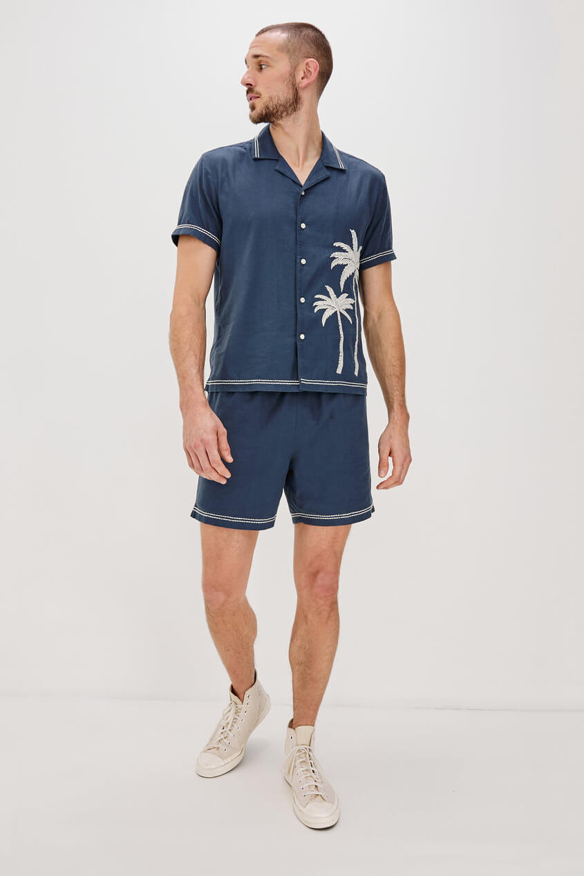 Rails Gibson shirt in navy white palm 