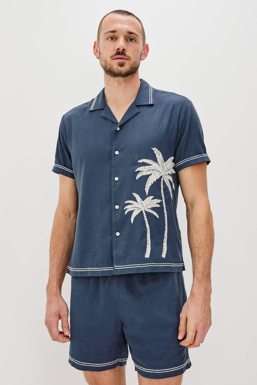 Rails Gibson shirt in navy white palm 