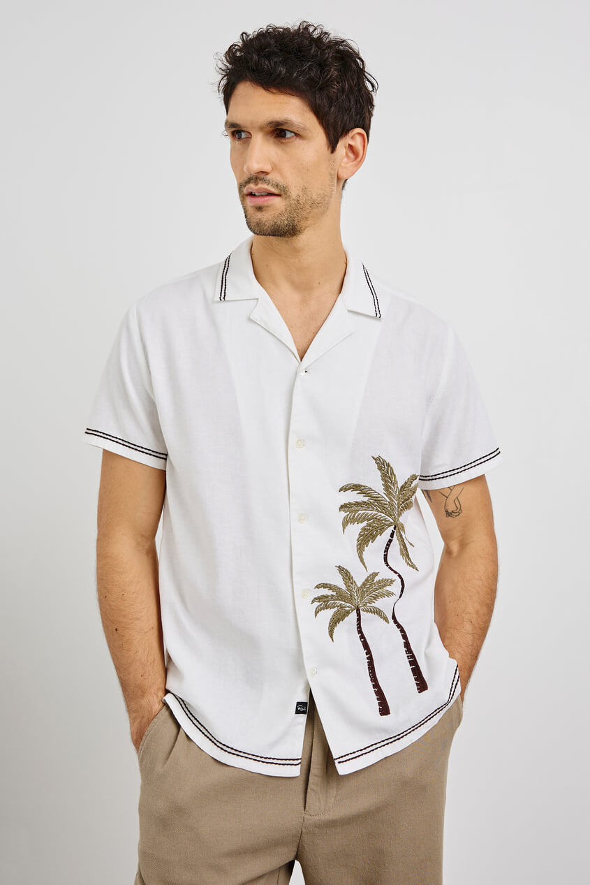 Rails Gibson Shirt in white brown palm