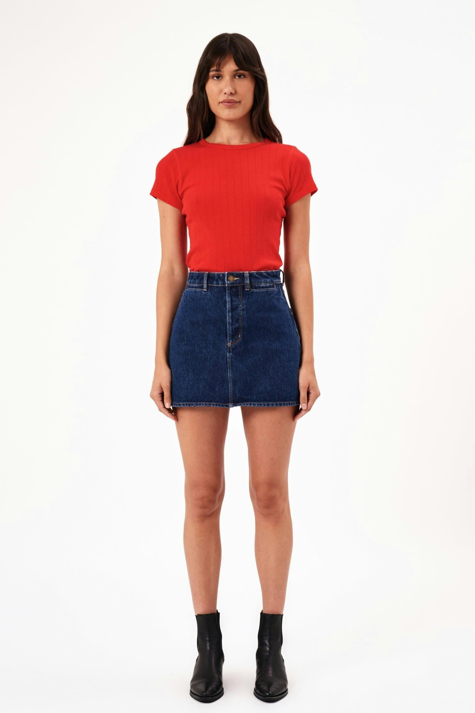 Rollas Jeans classic mini skirt in stone