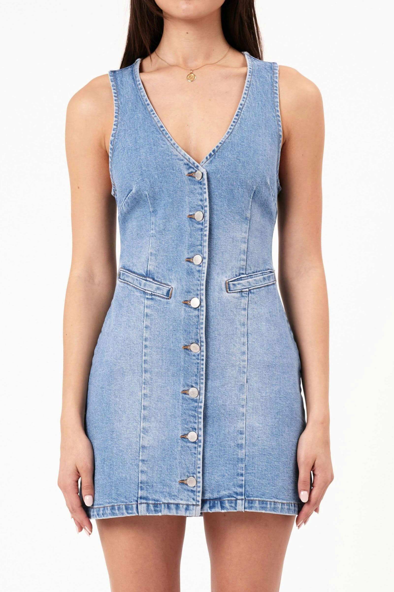 Rollas Jeans Dallas dress in mid blue