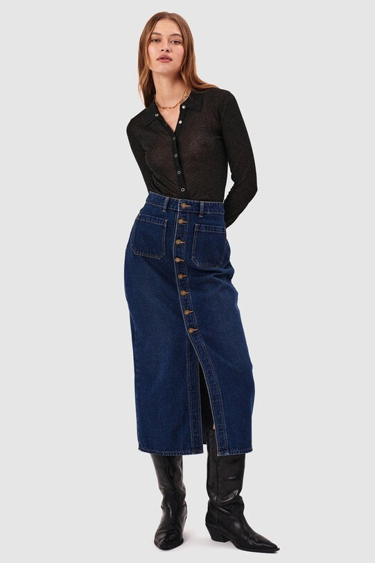Rollas Jeans sailor skirt in dark vintage indigo