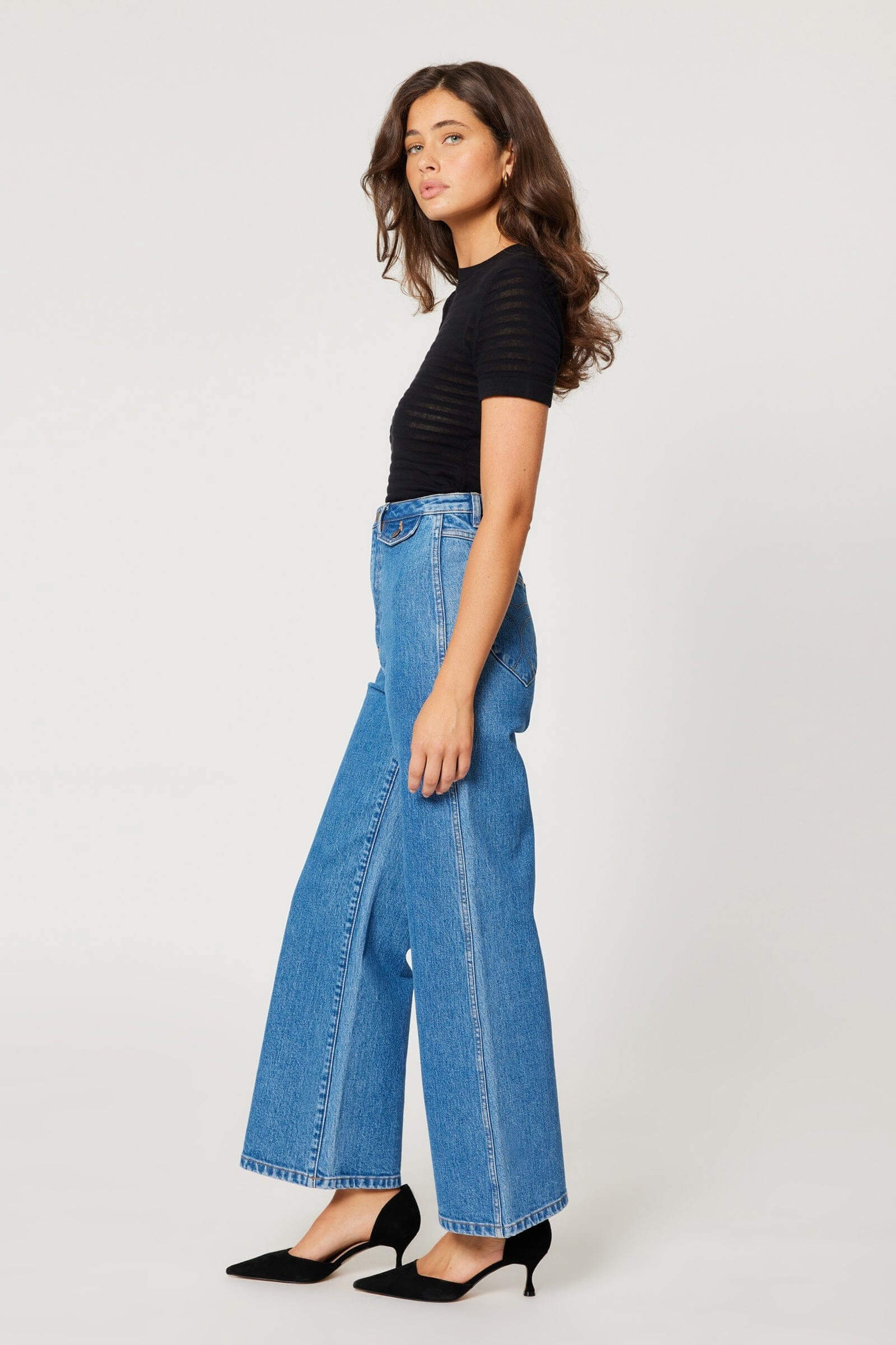 Rollas Jeans sailor wide leg in lia mid blue