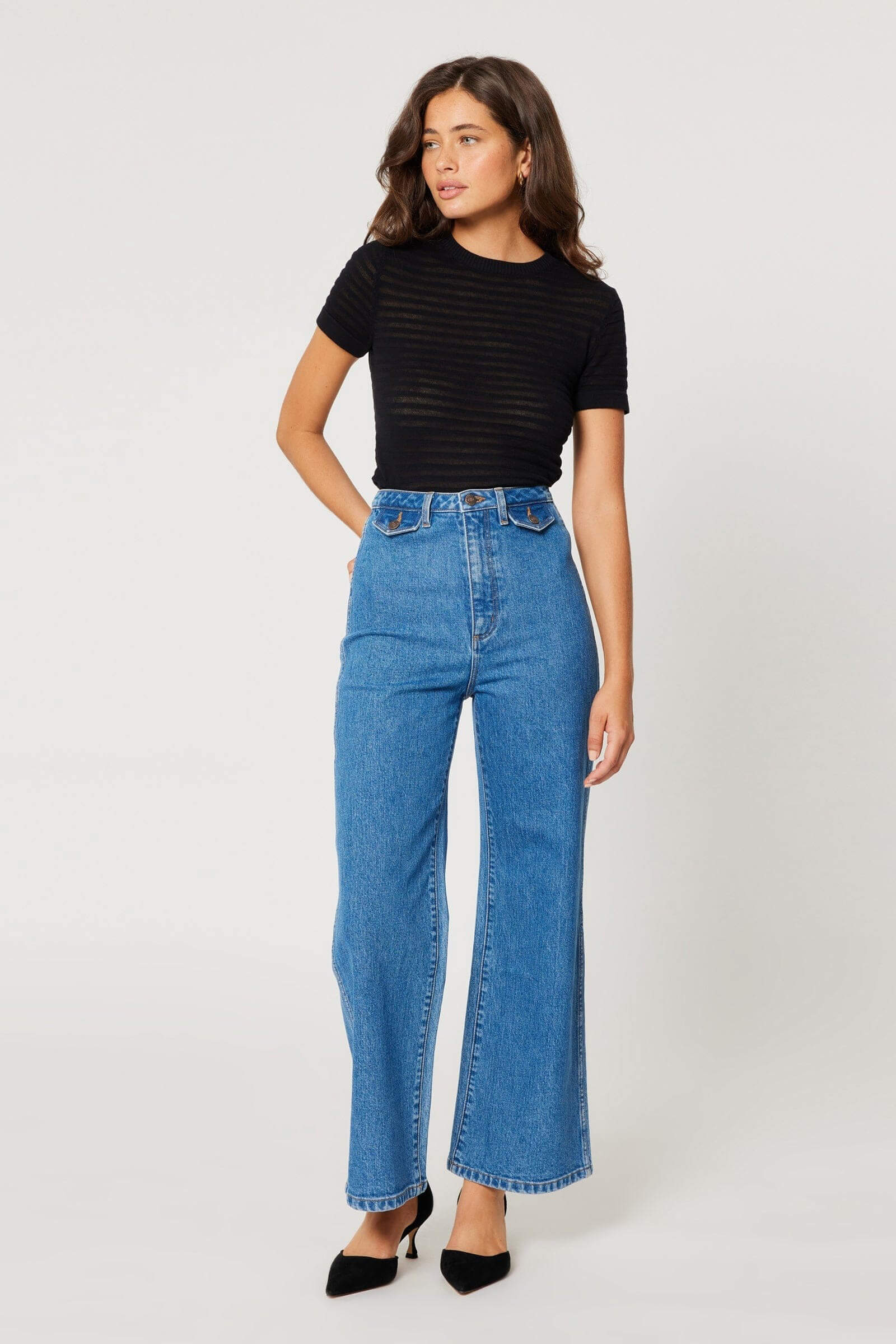 Rollas Jeans sailor wide leg in lia mid blue