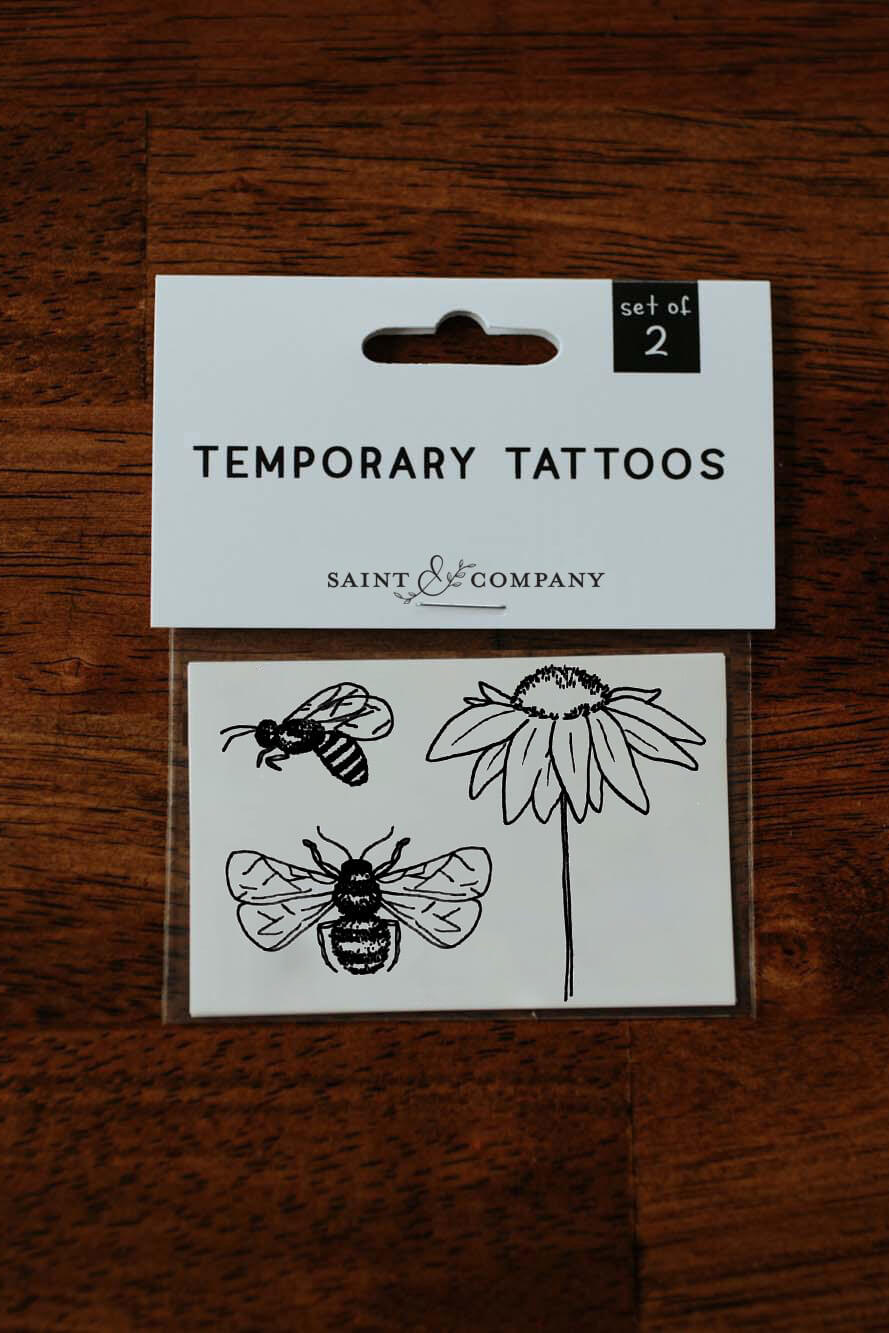 Saint & Company Coneflower honeybee tattoo