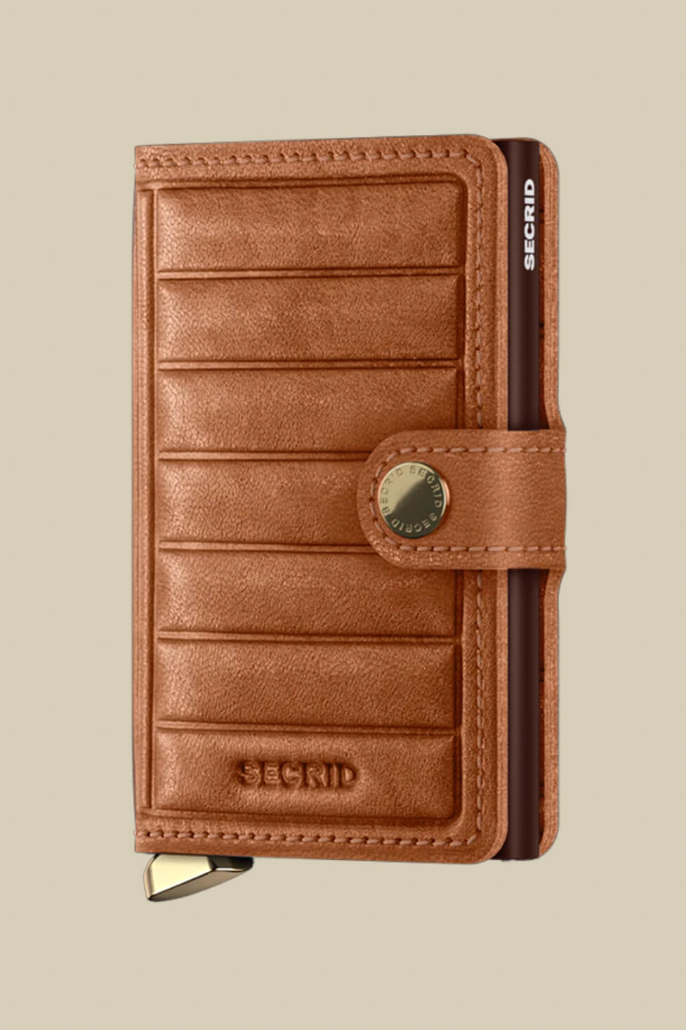 Secrid mini wallet in emboss lines cognac